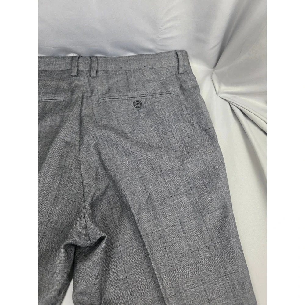 Banana Republic Modern Slim Fit Grey Glen Plaid Dress Pants Mens 36x30